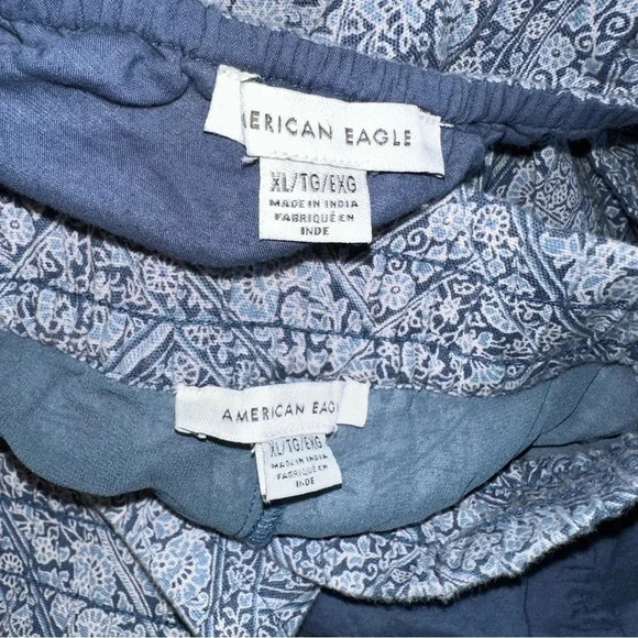 American Eagle XL blue & white boho print‎ crop top & matching pull on skirt - Picture 10 of 10